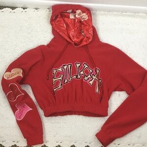 EUC SILICA Valentines Day Collection Bone Letters Cropped Hoodie Sweatshirt L